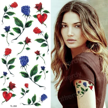 Purple Red Blue Leaf Flower Temporary Tattoos For Women Arm Clavicle Tatoo Rose Sticker Watercolor Water Transfer Tattoo Paper
Purple Red Blue Leaf Flower Temporary Tattoos For Women Arm Clavicle Tatoo Rose Sticker Watercolor Water Transfer Tattoo Paper