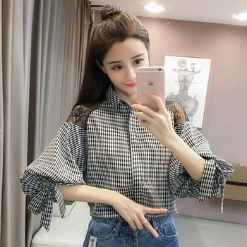 Lace Patchwork Plaid Cardigan For Women Fashion Thin Casual Camisas Mujer Women's Shirt Elegant Temperament Blusa Feminina
Lace Patchwork Plaid Cardigan For Women Fashion Thin Casual Camisas Mujer Women's Shirt Elegant Temperament Blusa Feminina