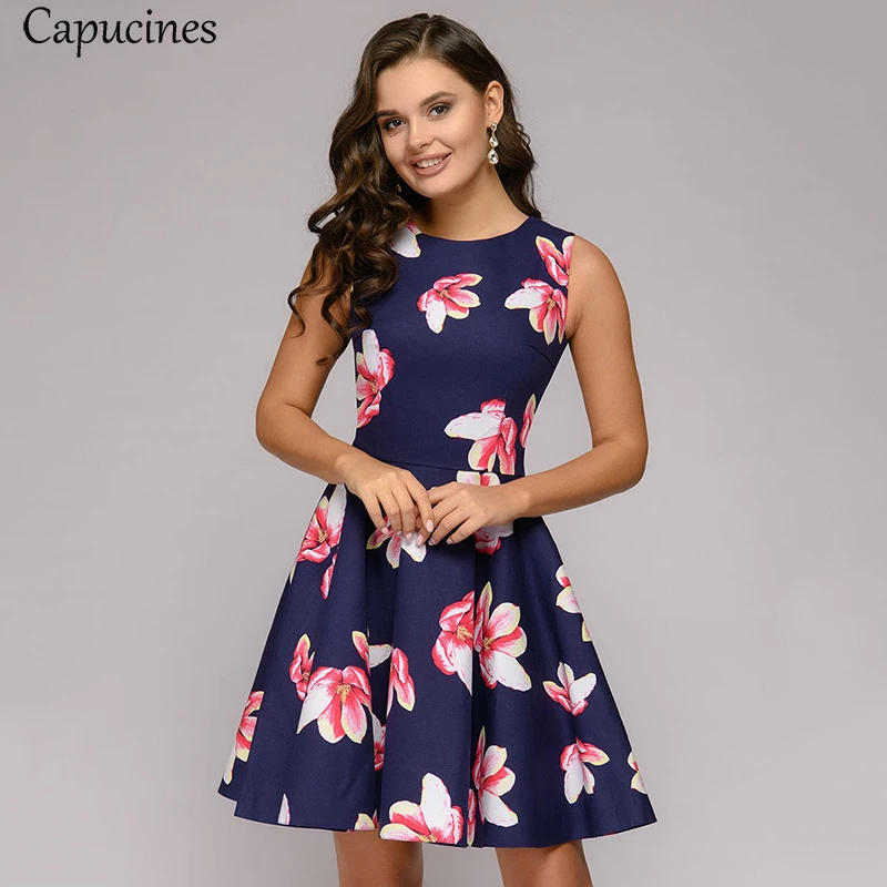 Capucines Women's Magnolia Printed Dress Summer Sleeveless Round-collar Casual Tank Mini Dress Girl A-Line Party Dresses
Capucines Women's Magnolia Printed Dress Summer Sleeveless Round-collar Casual Tank Mini Dress Girl A-Line Party Dresses