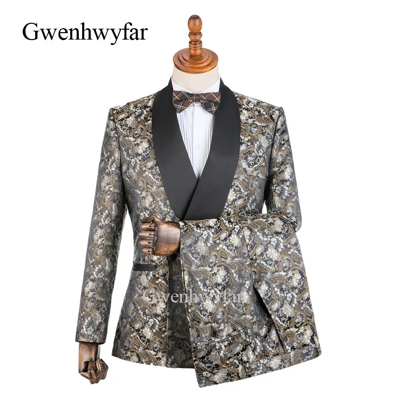 Gwenhwyfar Design Charming Flower Lotus Pattern Male Tuxedos Brocade Slim Fit Groom Suit For Man Latest Men Wedding Suits Black
Gwenhwyfar Design Charming Flower Lotus Pattern Male Tuxedos Brocade Slim Fit Groom Suit For Man Latest Men Wedding Suits Black
