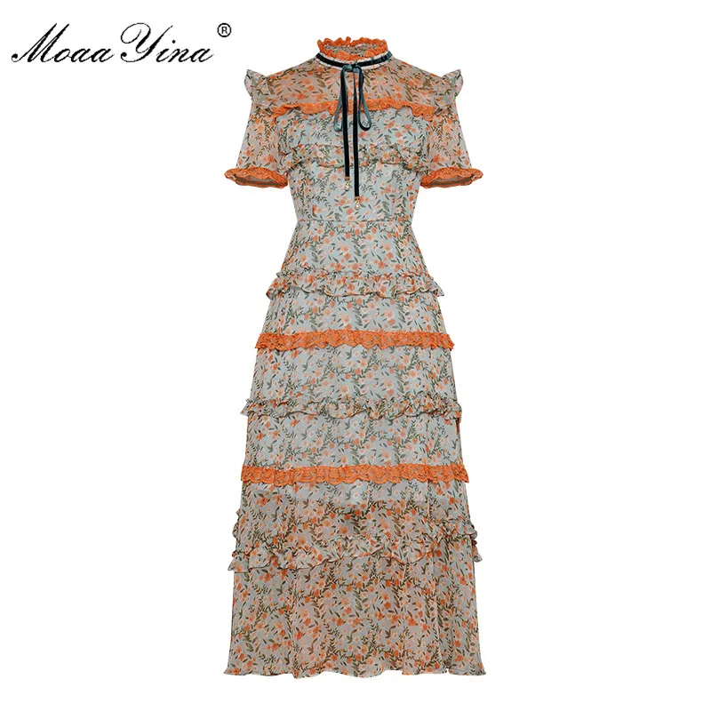 MoaaYina Fashion Designer Runway dress Spring Summer Women Dress Short sleeve Lace Ruffles Floral-Print Chiffon Dresses
MoaaYina Fashion Designer Runway dress Spring Summer Women Dress Short sleeve Lace Ruffles Floral-Print Chiffon Dresses