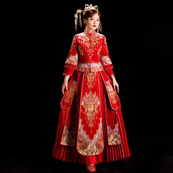 Rhinestone Chinese Bride Pleated Dress Traditional Royal Women Suzhou Embroidery Wedding Cheongsam Suit Noble Marriage Qipao
Rhinestone Chinese Bride Pleated Dress Traditional Royal Women Suzhou Embroidery Wedding Cheongsam Suit Noble Marriage Qipao
