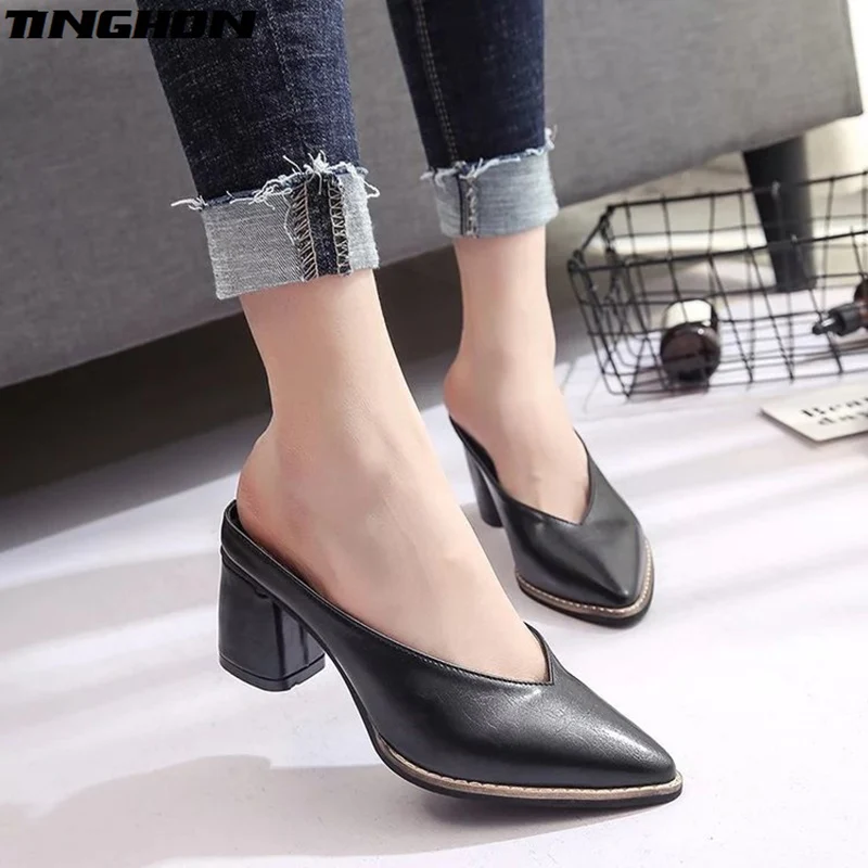 TINGHON New Arrival Spring Summer Women Slipper Pointed Toe Square Heel Ladies Slides Women Fashion Brand Mules Shoes
TINGHON New Arrival Spring Summer Women Slipper Pointed Toe Square Heel Ladies Slides Women Fashion Brand Mules Shoes