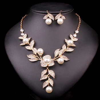 New Fashion Gold Color Bridal Necklace & Earrings Imitation Pearl Jewelry Set Brides Wedding Jewellery Party Costume Accessories
New Fashion Gold Color Bridal Necklace & Earrings Imitation Pearl Jewelry Set Brides Wedding Jewellery Party Costume Accessories