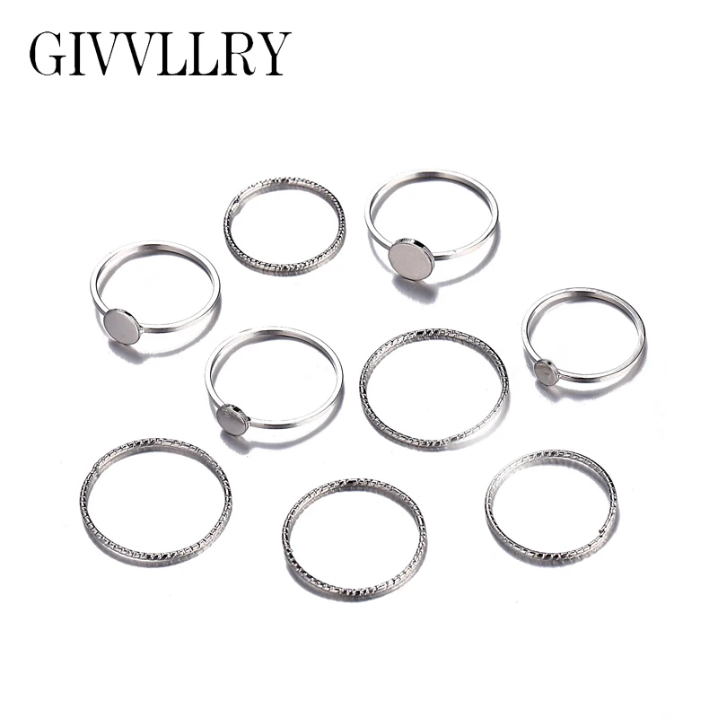 GIVVLLRY 9 pcs/set Minimalist Rings for Women Elegant Classic Basic Silver Geometric Round Midi Rings Fashion Knuckle Jewelry
GIVVLLRY 9 pcs/set Minimalist Rings for Women Elegant Classic Basic Silver Geometric Round Midi Rings Fashion Knuckle Jewelry