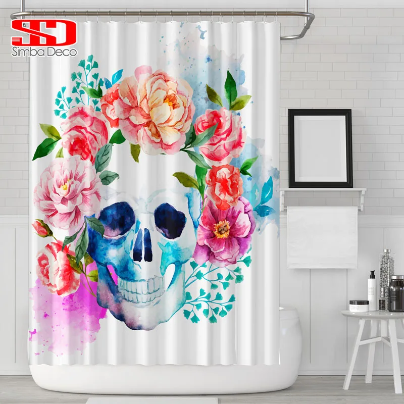 Flowers and Skull Shower Curtains for Bathroom Exaggerated Hippie Decoration Hooks Bathtub Waterproof Mildewproof Hanging Blinds
Flowers and Skull Shower Curtains for Bathroom Exaggerated Hippie Decoration Hooks Bathtub Waterproof Mildewproof Hanging Blinds