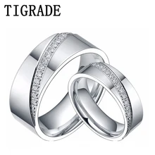 6mm 8mm Titanium Ring Men Women CZ Inlay Promise Jewelry Eternity Couple Rings Matching Set Wedding  220x220q90 