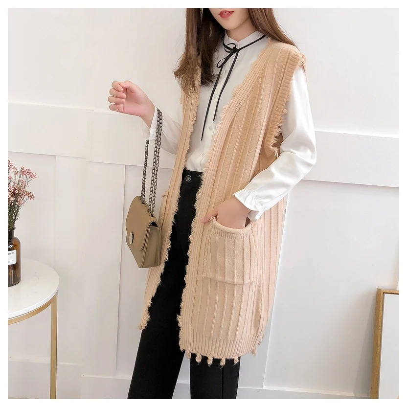 Spring Long Vest 2019 New Korean Tassel Pocket Knitted Vests For Women Sleeveless Female Waistcoat Ladies Cardigan Jacket Autumn
Spring Long Vest 2019 New Korean Tassel Pocket Knitted Vests For Women Sleeveless Female Waistcoat Ladies Cardigan Jacket Autumn
