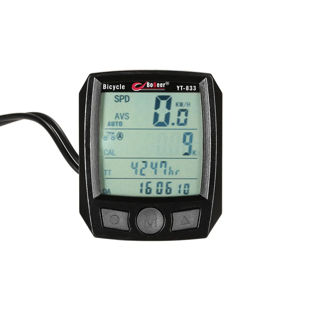 

2016 New BoGeer Large-Screen Backlight Waterproof Bicycle Computer Odometer Bike Speedometer Bicycle Stopwatch Calendar Black