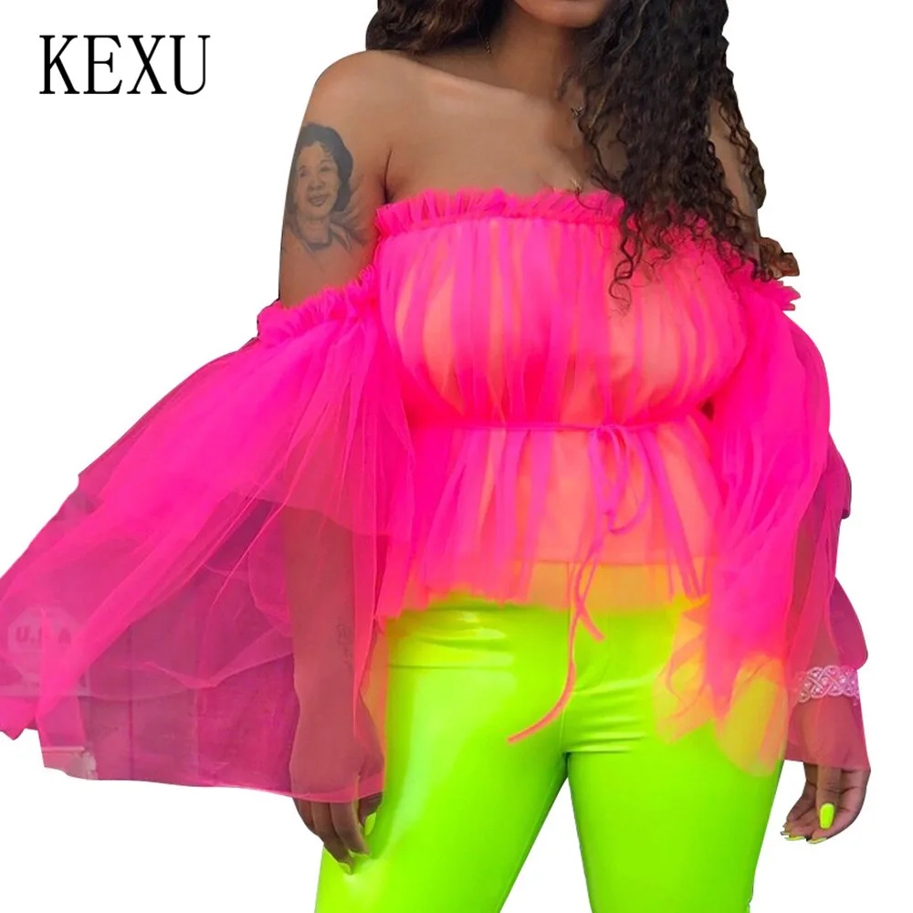 KEXU Beauty Women's Sexy Romantic Double Layer Mesh Tube Top T-Shirt Summer Elegant Off Shoulder See Through Pleated T-Shirt
KEXU Beauty Women's Sexy Romantic Double Layer Mesh Tube Top T-Shirt Summer Elegant Off Shoulder See Through Pleated T-Shirt