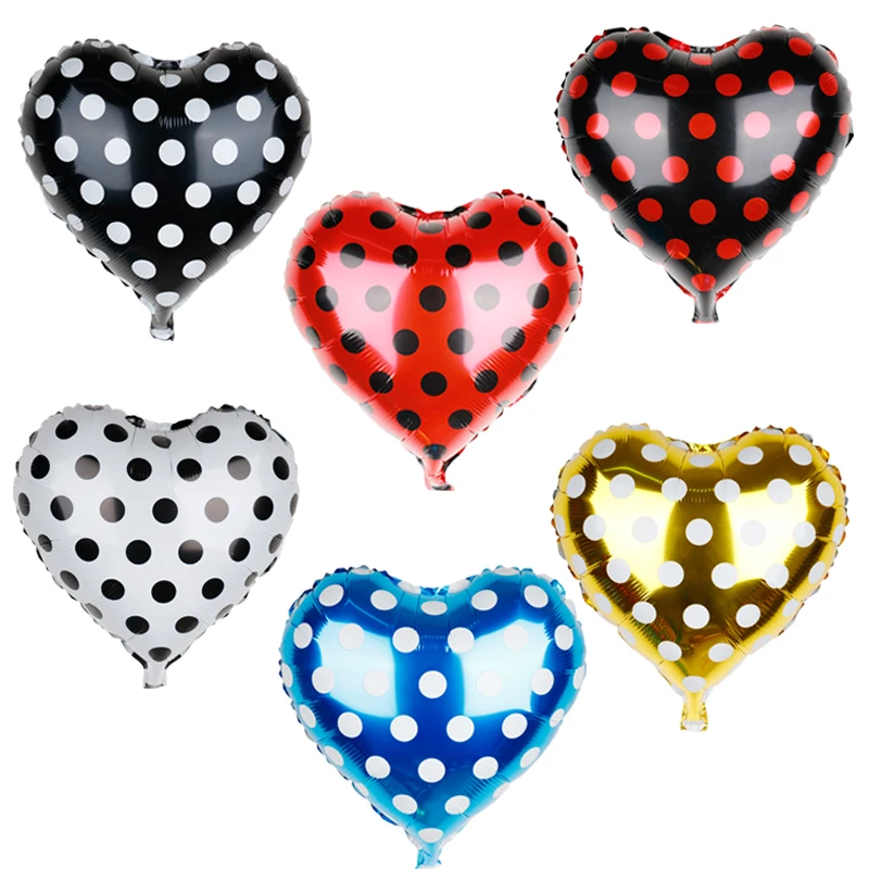 

18inch Ladybug Black Red White Polka Dot Heart Foil Balloons Birthday Wedding Anniversary Party Decorations Helium Globos 5pcs