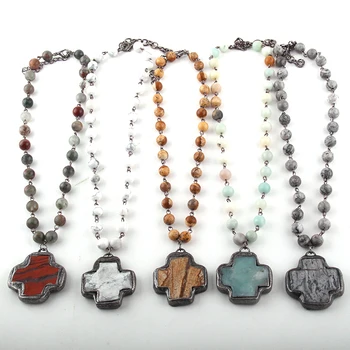 Fashion Jewelry Natural Stone Rosary Chain Stone Cross Choker Necklaces Women Ethnic Necklace
Fashion Jewelry Natural Stone Rosary Chain Stone Cross Choker Necklaces Women Ethnic Necklace