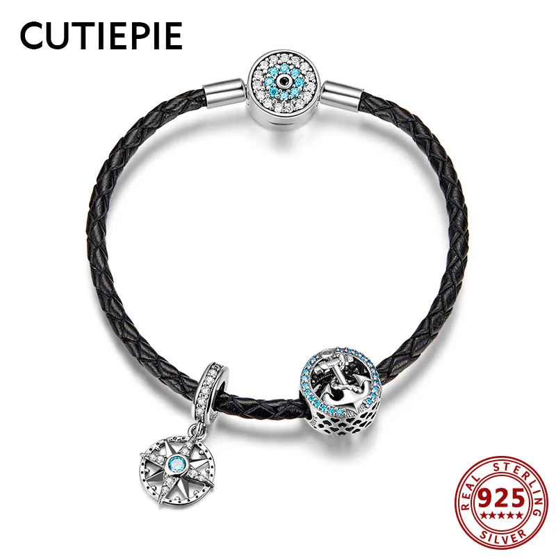 CUTIEPIE Classic 100% Real 925 Sterling Silver Anchor Eye Beads Charms Leather Bracelets for Women High Quality Jewelry Gifts
CUTIEPIE Classic 100% Real 925 Sterling Silver Anchor Eye Beads Charms Leather Bracelets for Women High Quality Jewelry Gifts