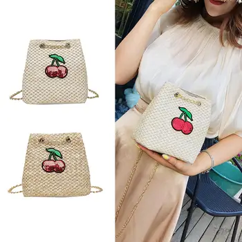New Drawstring Women's Straw Bucket Bag Summer Cherry Decor Shoulder Bags Shopping Purse Beach Handbag Straw Handbags Travel Bag
New Drawstring Women's Straw Bucket Bag Summer Cherry Decor Shoulder Bags Shopping Purse Beach Handbag Straw Handbags Travel Bag