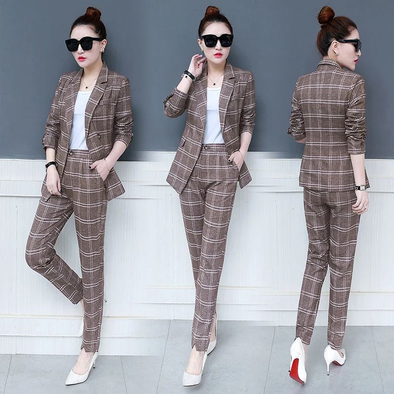2019 spring dress new women's fashion plaid suit women's Korean suit pants temperament two - piece
2019 spring dress new women's fashion plaid suit women's Korean suit pants temperament two - piece