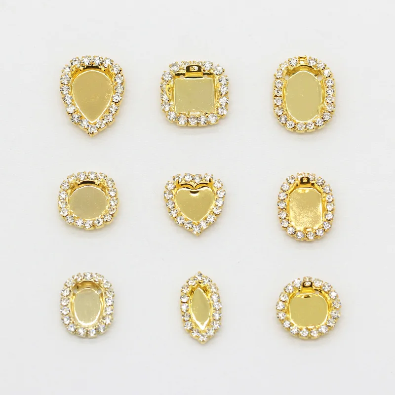 10p Gold Color Framed Crystal Chain Rhinestones Trims Blank Claw Empty Setting For Sewing On Jewels Stones Cabochon Multi-shape
10p Gold Color Framed Crystal Chain Rhinestones Trims Blank Claw Empty Setting For Sewing On Jewels Stones Cabochon Multi-shape