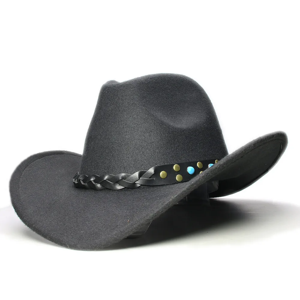 Retro Parent-child Women Men /Kid Wool Wide Brim Cowboy Western Hat Cowgirl Bowler Cap Turquoise Bead Leather Band (57cm/54cm)
Retro Parent-child Women Men /Kid Wool Wide Brim Cowboy Western Hat Cowgirl Bowler Cap Turquoise Bead Leather Band (57cm/54cm)