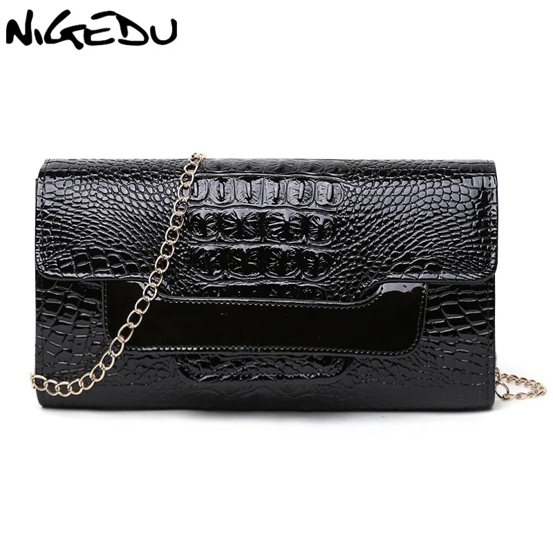 NIGEDU Brand Crocodile clutch purse Luxury Party evening bags Patent Leather Shoulder Bag for women Chain Messenger Bag Clutches
NIGEDU Brand Crocodile clutch purse Luxury Party evening bags Patent Leather Shoulder Bag for women Chain Messenger Bag Clutches