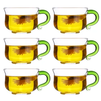 6pcs 100ml High Quality Heat-Resisting Glass Tea Cup With "S" Shaped Green Handle Oolong Tea Cup Puer Tea Cup
6pcs 100ml High Quality Heat-Resisting Glass Tea Cup With "S" Shaped Green Handle Oolong Tea Cup Puer Tea Cup