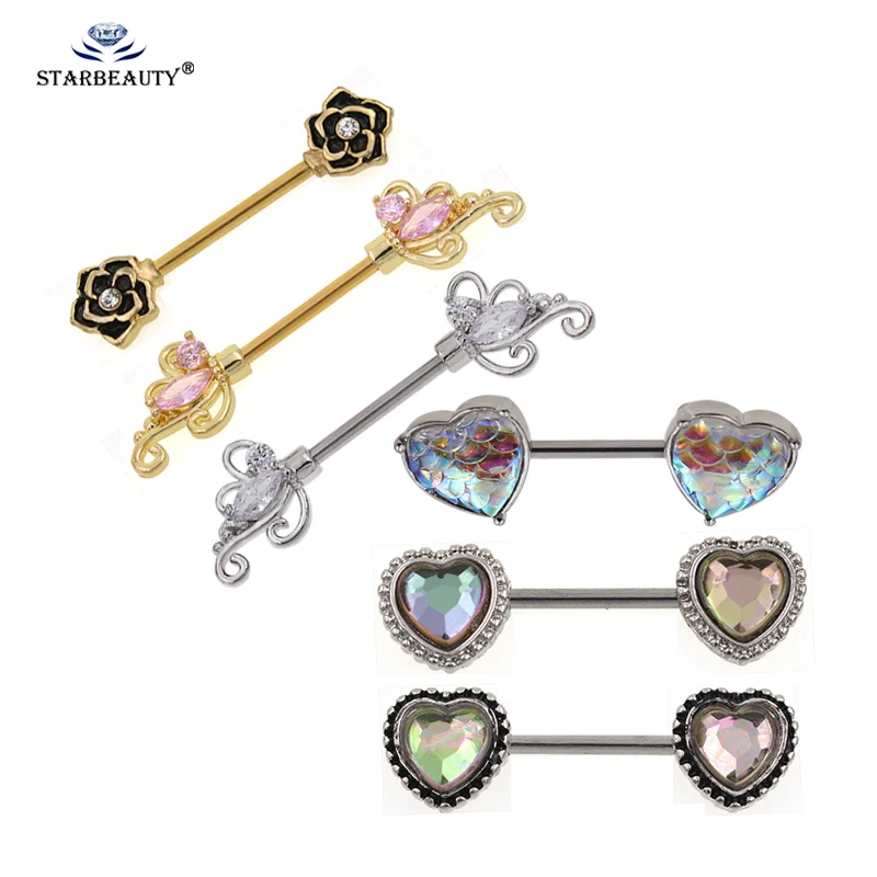 Starbeauty 6 Types Nipple barbells Rose Flower Heart Shape 14G Nipple Barbell Piercing Jewelry women Fashion Sexy Jewerly
Starbeauty 6 Types Nipple barbells Rose Flower Heart Shape 14G Nipple Barbell Piercing Jewelry women Fashion Sexy Jewerly