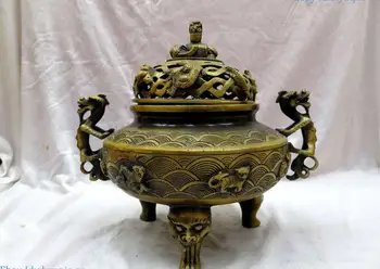 Fine brass censer China carved lucky many dragon elephant incense burner Statue
Fine brass censer China carved lucky many dragon elephant incense burner Statue