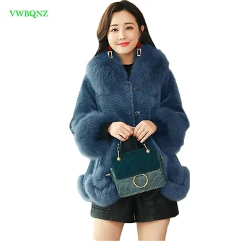 Women Woolen coat Female Imitation sheep shearing coat Autumn Winter New Korean of the cloak big fur collar slim Overcoat A1046
Women Woolen coat Female Imitation sheep shearing coat Autumn Winter New Korean of the cloak big fur collar slim Overcoat A1046