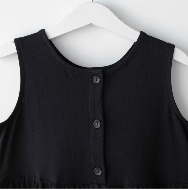 Black Cotton Sleeveless Dresses Loose Pants For Baby Big Girls Summer 2019 High Waist Wide Leg Trousers Dress Children Clothing (8).jpg
