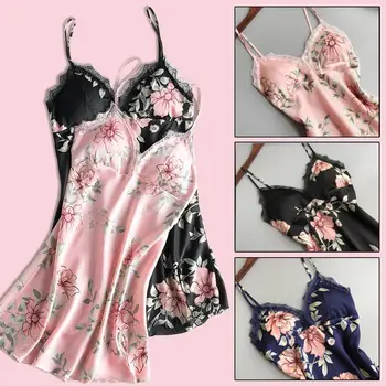 Sexy Women Floral Satin Silk Nightdress V-Neck Gecelik Lace Sleepwear Dress Print Nightgowns
Sexy Women Floral Satin Silk Nightdress V-Neck Gecelik Lace Sleepwear Dress Print Nightgowns