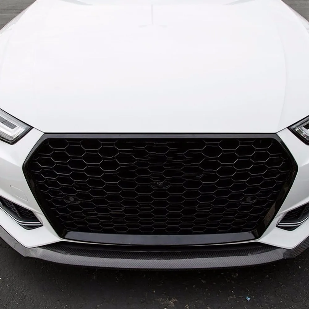 For Audi A4 S4 B9 Front Sport Hex Mesh Honeycomb RS Style Grill Grille 2017-2019