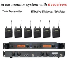 6 receptores do bloco + sem fio no transmissor gêmeo do sistema do monitor da orelha, monitoração sem fio profissional da orelha sr 2050 iem para a fase(China)
