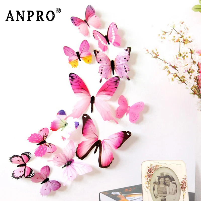 Anpro 12Pcs PVC 3D Butterfly Wall Stickers Cute DIY Art Decals Wallsticksr for House Bedroom Party Decoration
Anpro 12Pcs PVC 3D Butterfly Wall Stickers Cute DIY Art Decals Wallsticksr for House Bedroom Party Decoration