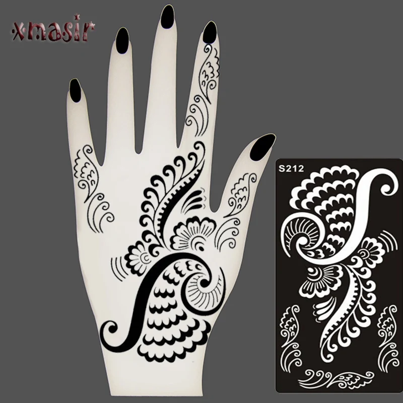 

1pcs Temporary Glitter Airbrush Henna Tattoo Templates Stencil For Hand Finger Painting, Mehndi Indian Henna Tattoo Stencils