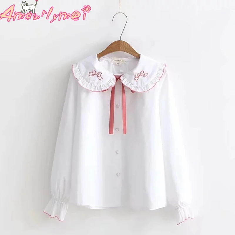Japanese School Uniform Lolita Shirt 2019 Spring Women Blouse Mori Girl Long Sleeve Bowknot Peter Pan Collar White Blouse Tops
Japanese School Uniform Lolita Shirt 2019 Spring Women Blouse Mori Girl Long Sleeve Bowknot Peter Pan Collar White Blouse Tops