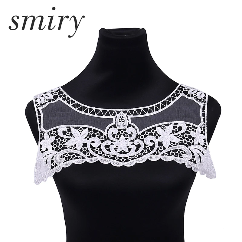 

Smiry 1pc Big Embroidery Tulle Guipure Flower Lace Neckline Fabric DIY Organza Lace Collar Fabric Sewing Applique Supplies