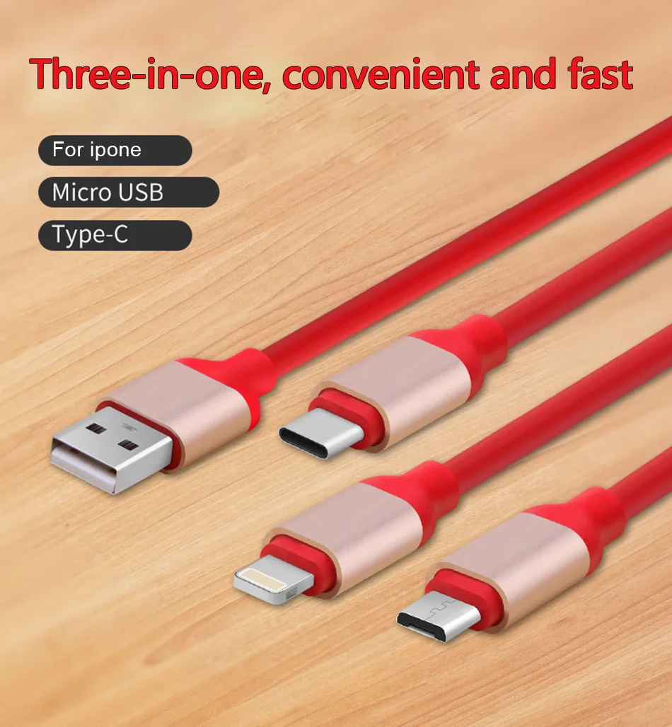 NOHON Micro USB Type-C 8 pin 3 2 in 1 Charger Cord For iPhone 7 8 6 6S Plus X iOS Android For Samsung Xiaomi Fast Charger Cables (4)
