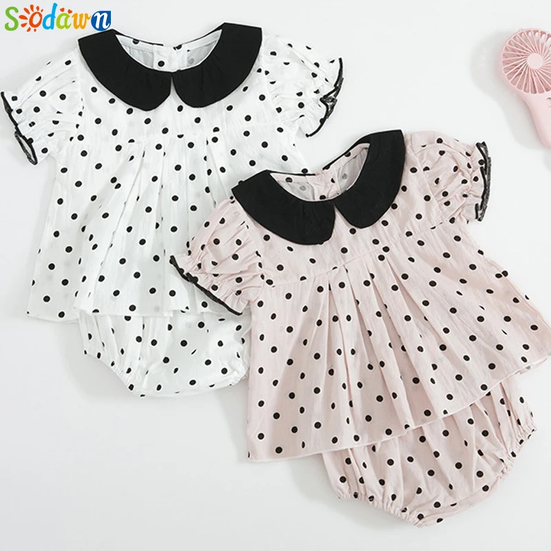 Sodawn Summer New Baby Girl Clothes Small Dot Print Doll Collar Puff Sleeve Shirt + Pants 2 Piece Suit Bebe
Sodawn Summer New Baby Girl Clothes Small Dot Print Doll Collar Puff Sleeve Shirt + Pants 2 Piece Suit Bebe