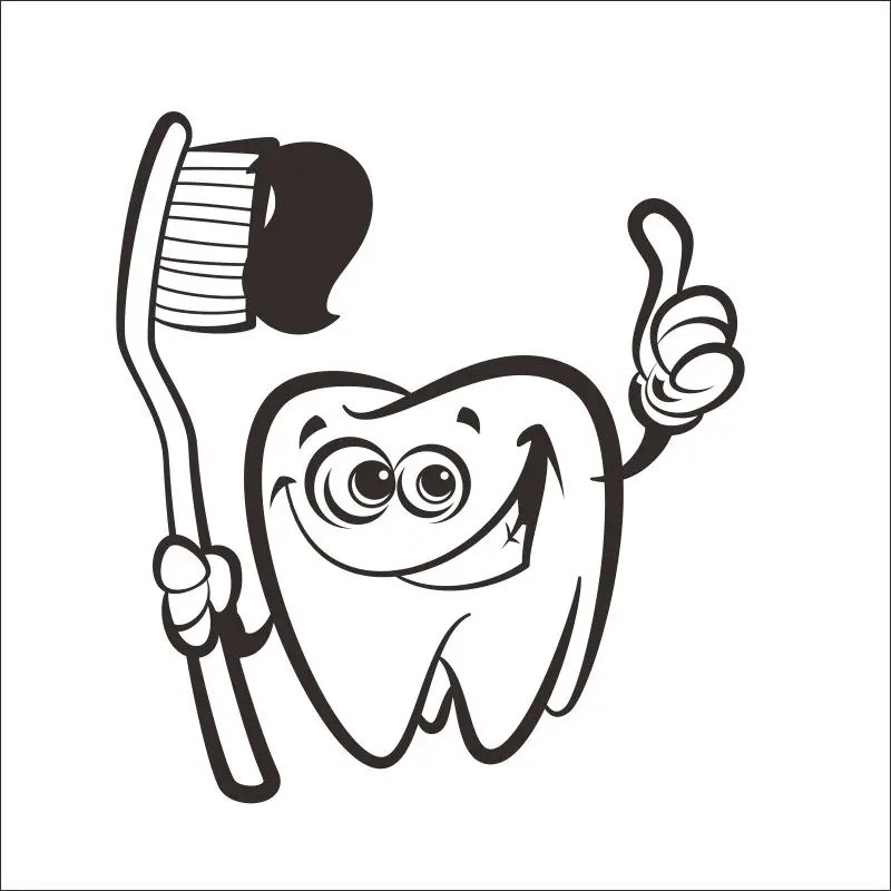 Стоматологическая Wall-Vinyl-Decal-Smiling-Happy-Tooth-Bathroom-Dentist-Dental-Office-Cabinet-564 Pegatina diente dientes | Дом