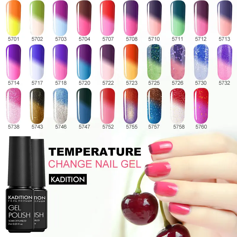 KADITION New Temperature Change Gel Nail Polish Holographic Glitter Soak Off UV Changing Gel Varnish 7ml Thermal Color Nail Art
KADITION New Temperature Change Gel Nail Polish Holographic Glitter Soak Off UV Changing Gel Varnish 7ml Thermal Color Nail Art