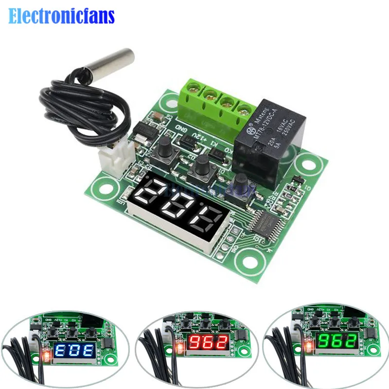 W1209 DC 12V Red Blue Green LED Digital Thermostat Temperature Control Thermometer Thermo Controller Switch Module + NTC Sensor
W1209 DC 12V Red Blue Green LED Digital Thermostat Temperature Control Thermometer Thermo Controller Switch Module + NTC Sensor