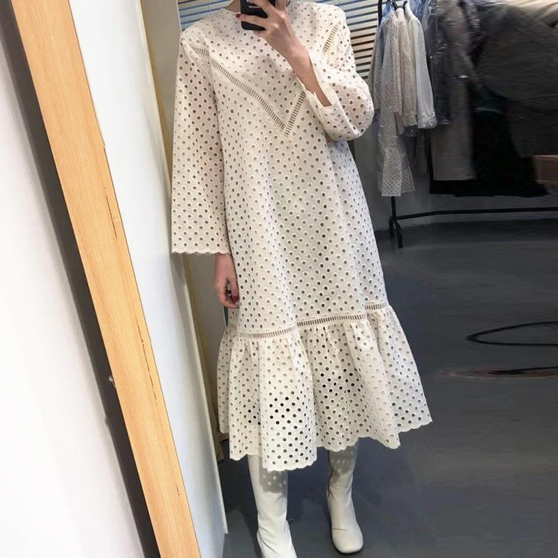 Light Luxury Heavy Hollow Out Crochet Dress One Piece Ruffles Mermaid Dress Midi Robe Femme Vestido Fiesta Vestiti Donna
Light Luxury Heavy Hollow Out Crochet Dress One Piece Ruffles Mermaid Dress Midi Robe Femme Vestido Fiesta Vestiti Donna