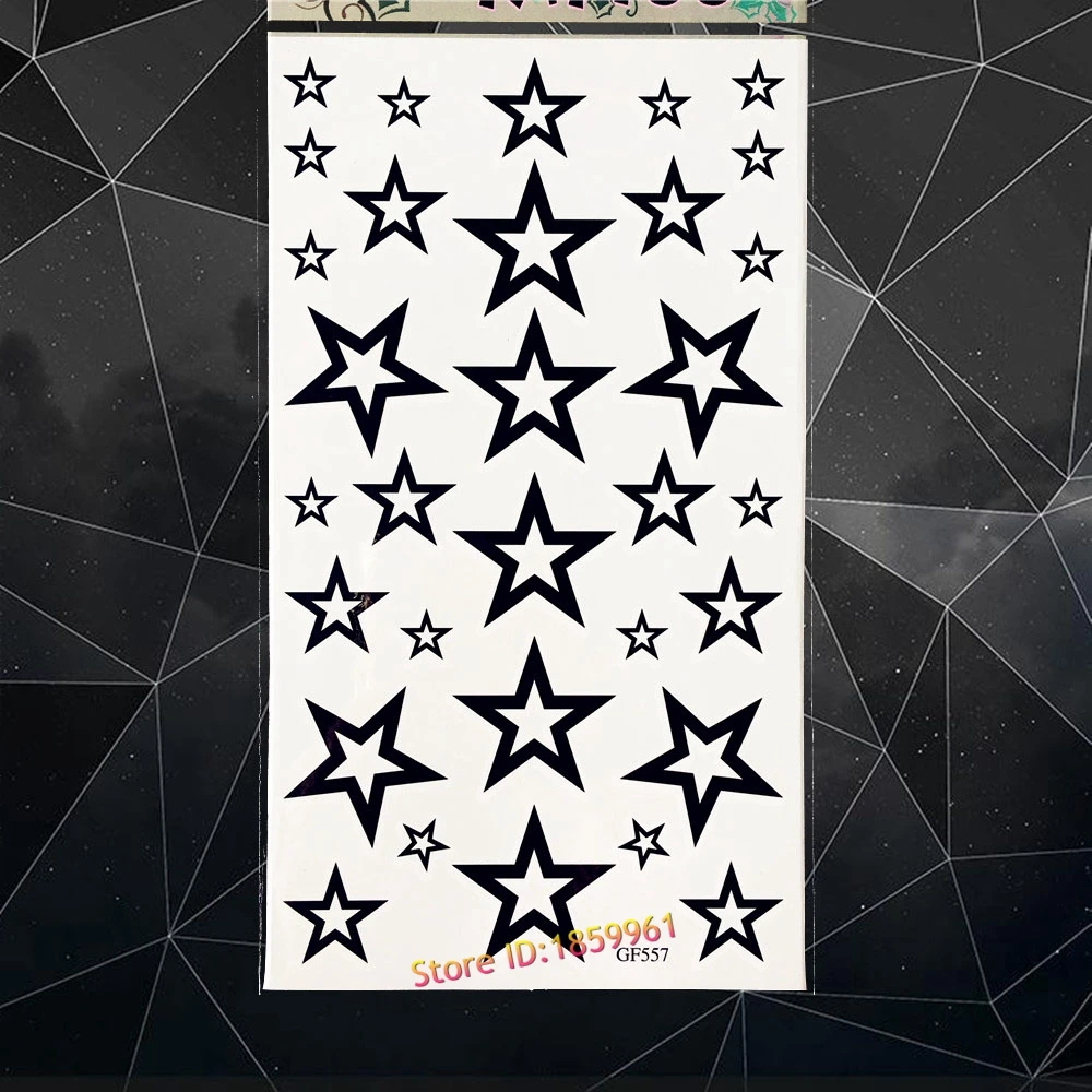 

Five-pointed Star Temporary Tattoo Stickers Kids Child Body ARt Black Fake Tatoo Paste 17*10CM Pentacle Star Waterproof Tattoo