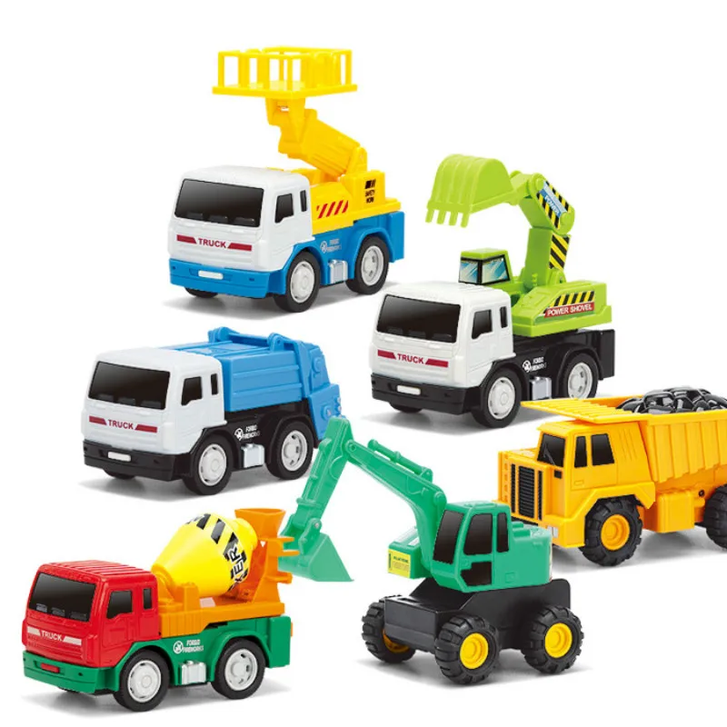 Image 6pcs Set Inertia Engineering Van Model Toy Car Set Hot Wheel Truck Gift Box Toy for Children