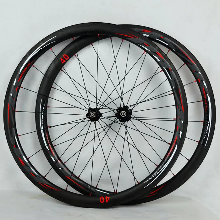 Top 700C Wheelset Carbon Wheels Road Bike Tubeless Wheel V/C Brake Profile 38-40-50-55mm Depth Clincher Carbon Rim Direct-pull 75