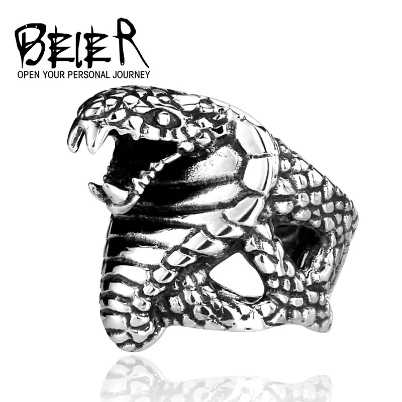 BEIER Cool Cobra Snake For Man 316L Stainless Steel Men's Unique Punk Ring Factory Wholesale Price Animal Jewerly BR8-086
BEIER Cool Cobra Snake For Man 316L Stainless Steel Men's Unique Punk Ring Factory Wholesale Price Animal Jewerly BR8-086