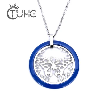 316 L Stainless Steel Silver-Color Butterfly Pendant Necklace Link Chain Blue Hollow Ceramic Necklace For Women
316 L Stainless Steel Silver-Color Butterfly Pendant Necklace Link Chain Blue Hollow Ceramic Necklace For Women