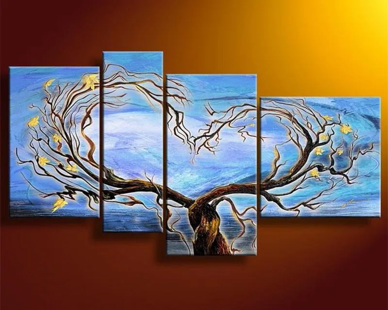 Modern Decor Wall Art Handmade Acrylic Paintings 4 Panel Canvas Pictures Hand-painted Abstract Tree & Flowers Blue Oil Painting
Modern Decor Wall Art Handmade Acrylic Paintings 4 Panel Canvas Pictures Hand-painted Abstract Tree & Flowers Blue Oil Painting