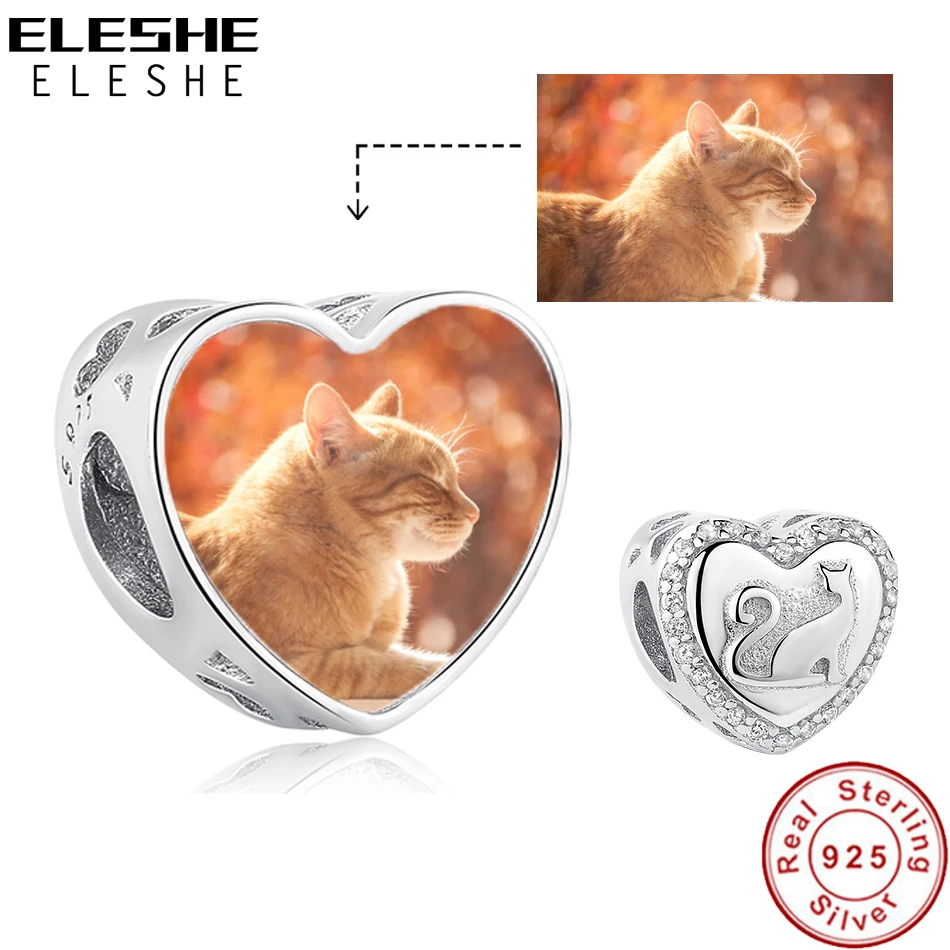 ELESHE Fit Charm Bracelet Silver 925 Original Sterling Cat&Heart Personalized Custom Photo Charm Beads for Women Jewelry
ELESHE Fit Charm Bracelet Silver 925 Original Sterling Cat&Heart Personalized Custom Photo Charm Beads for Women Jewelry
