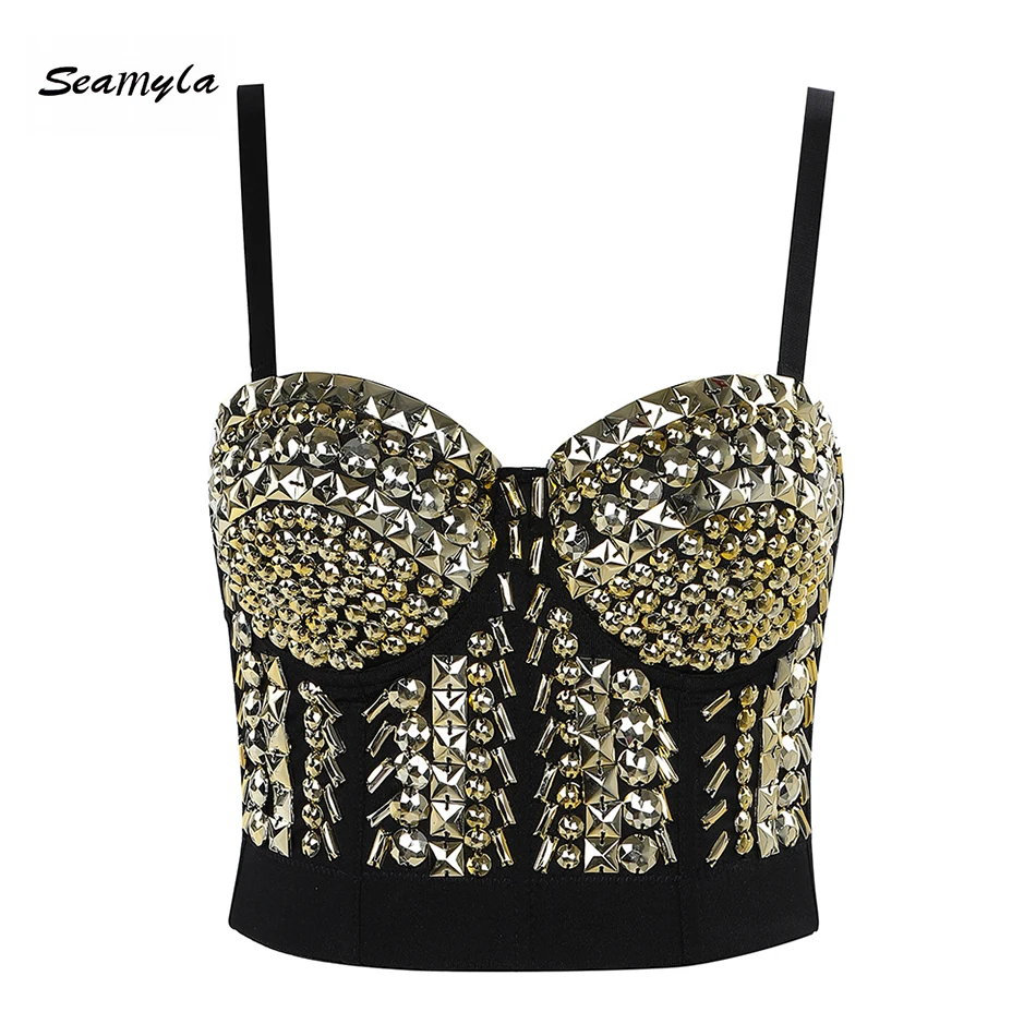 Seamyla New Fashion Bodycon Bandage Tank Tops Women Luxury Gold Beading Short Tops Sexy 2019 Summer Mini Clubear Party Crop Tops
Seamyla New Fashion Bodycon Bandage Tank Tops Women Luxury Gold Beading Short Tops Sexy 2019 Summer Mini Clubear Party Crop Tops
