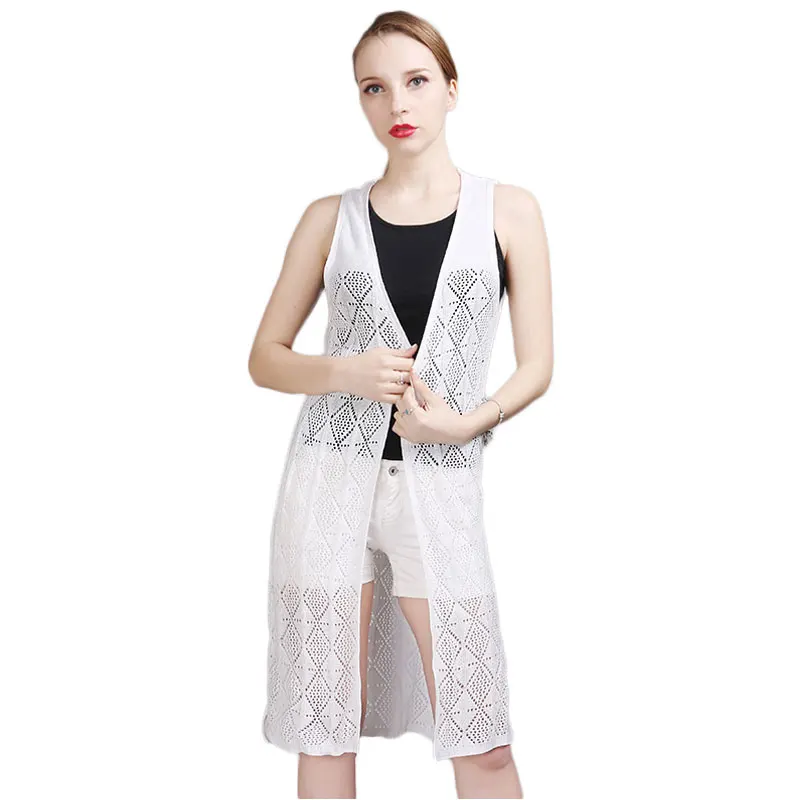 Womens Long Cardigan Perforated Argyle Cardigan Thin Loose Sleeveless Summer Care Cardigans Knitting Shirt Sweater Autumn Coat
Womens Long Cardigan Perforated Argyle Cardigan Thin Loose Sleeveless Summer Care Cardigans Knitting Shirt Sweater Autumn Coat