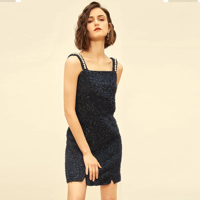 Tweed Dress Sling 2019 Spring/Autumn Women's Dress Beaded Vest Party Dress 
Tweed Dress Sling 2019 Spring/Autumn Women's Dress Beaded Vest Party Dress